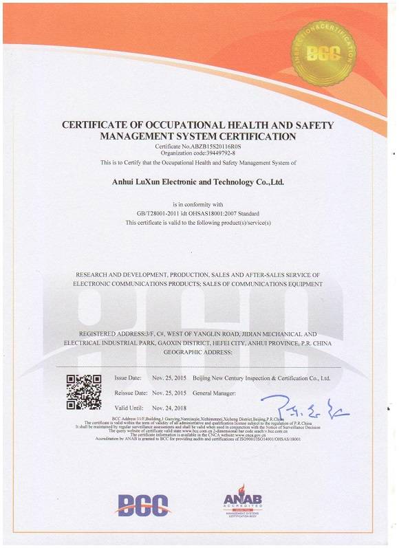 Сертификат системы управления оккупационного здоровья и безопасности сертификации 
